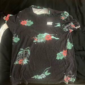 Nike Gray Tee with Floral Accents